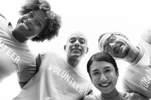 People wearing volunteering t-shirts